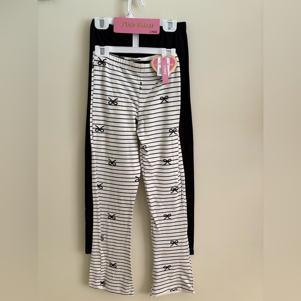 Striped Pajama Pants with Bow Pattern